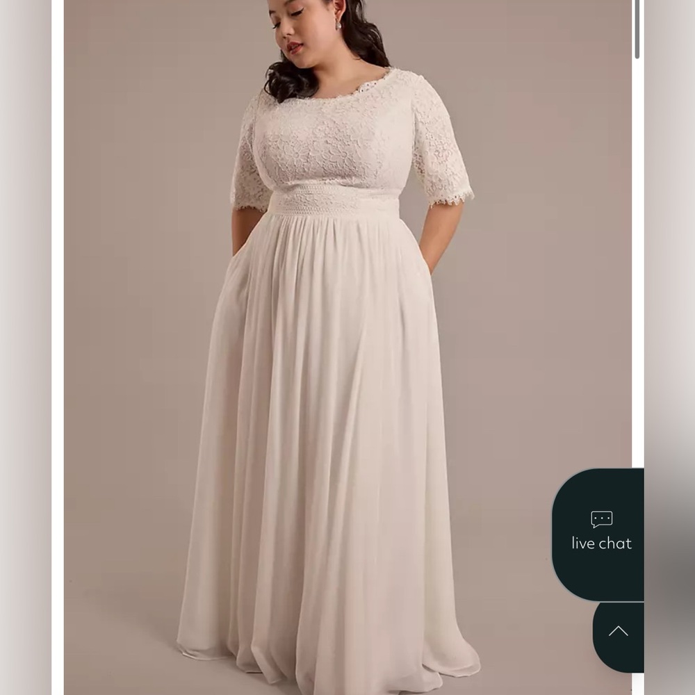 David’s Bridal Lace Illusion Back Modest Wedding Dress